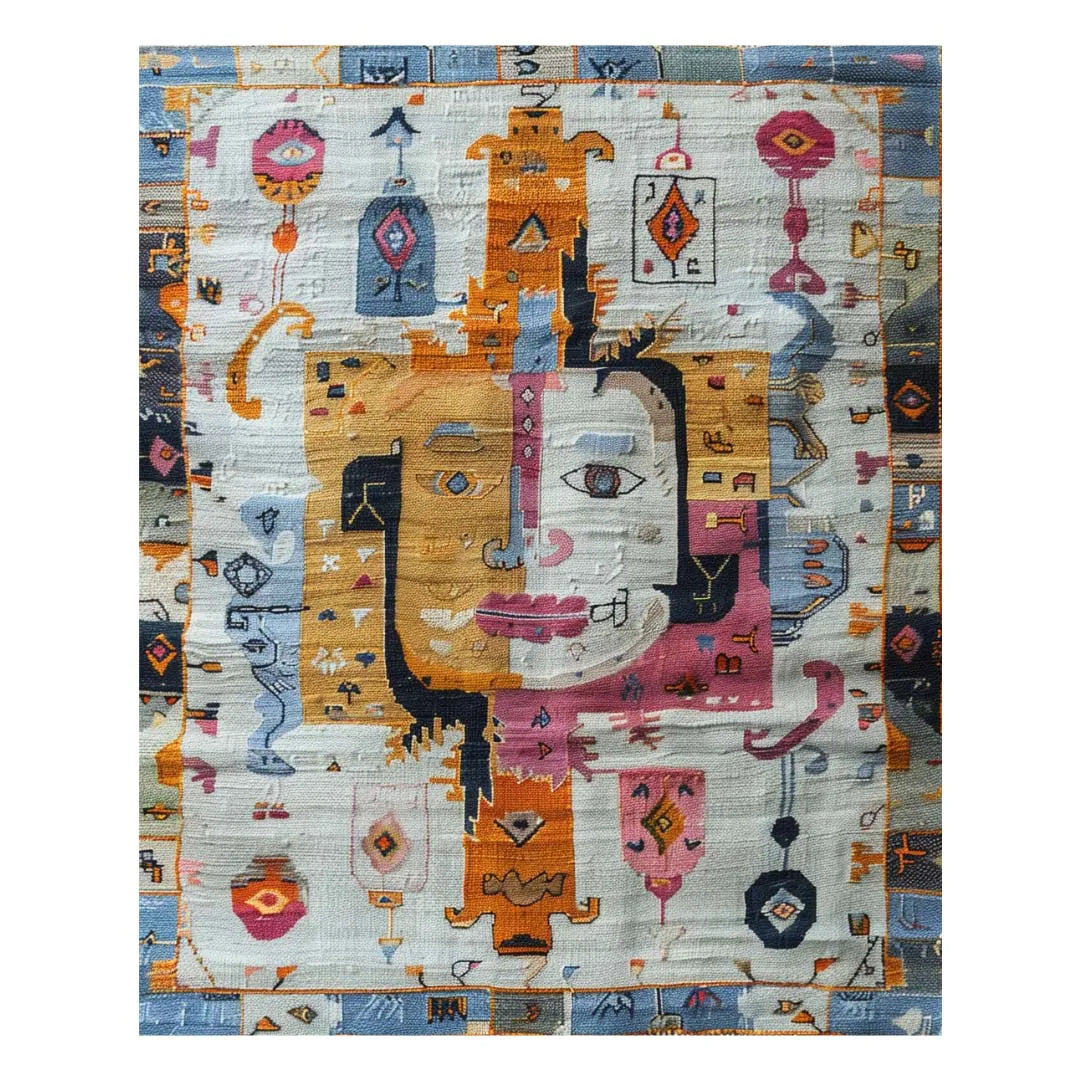 Ethereal Mask Tapestry Hand Knotted Rug