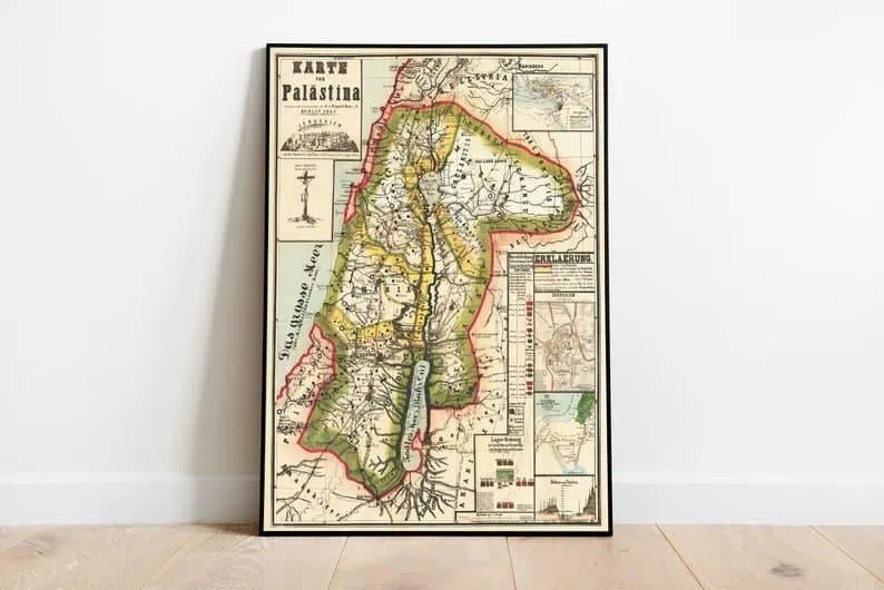 Palestine Map Wall Print 1869 Poster Print