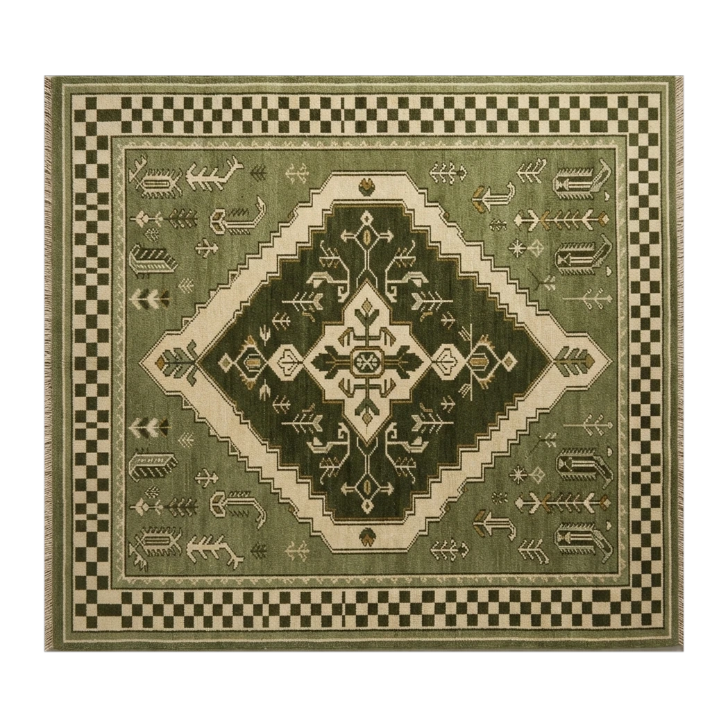 Evergreen Checkmate Hand Knotted Rug - alternate view