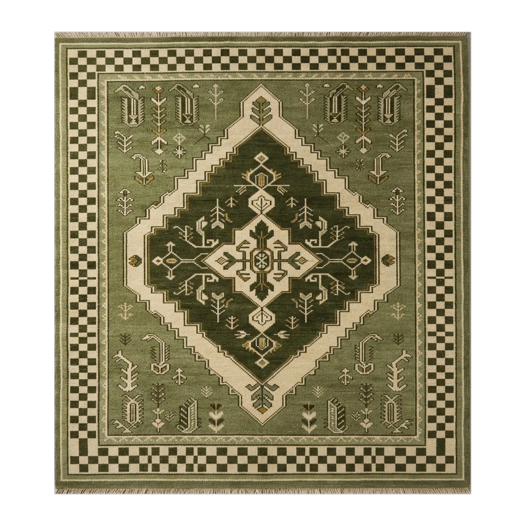 Evergreen Checkmate Hand Knotted Rug