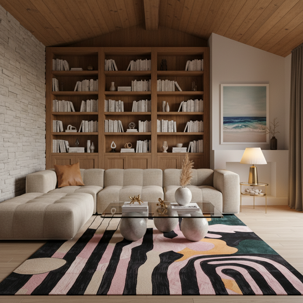 Evolving Shapes Hand Tufted Rug - Blush pink