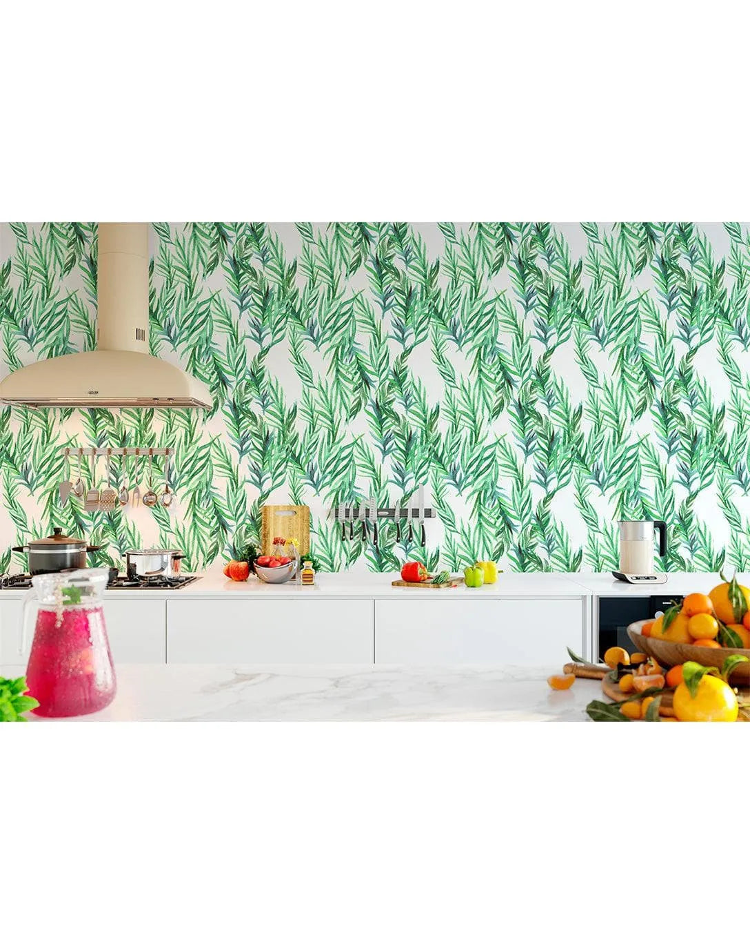 Botanical Green Leaves Removable Wallpaper