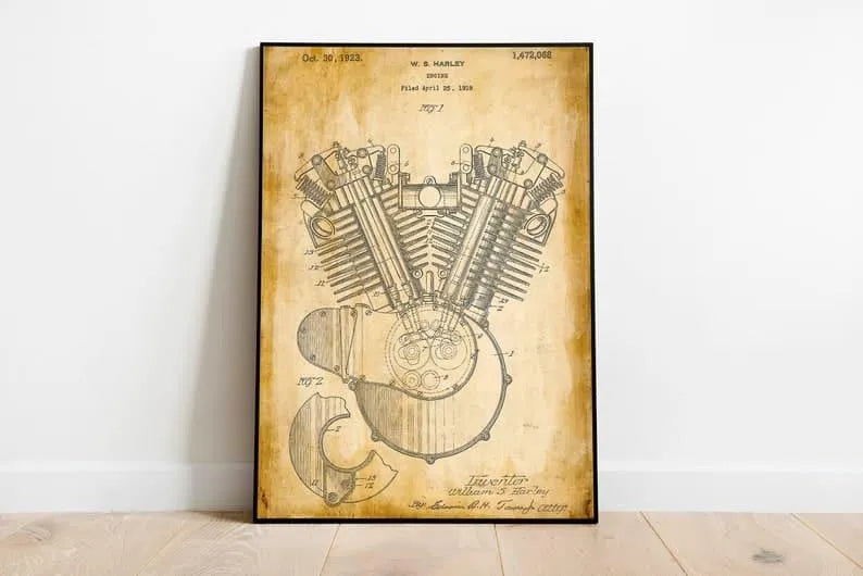 Motor Engine Patent Print| Framed Art Print