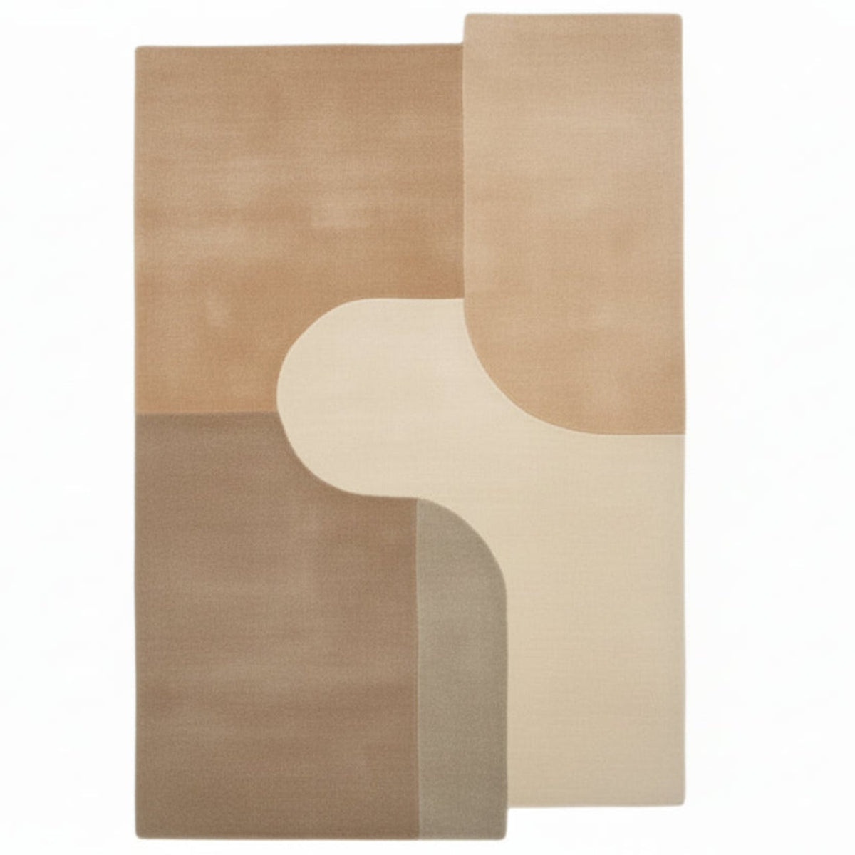 Rug with abstract design in brown, beige, colors on a white background