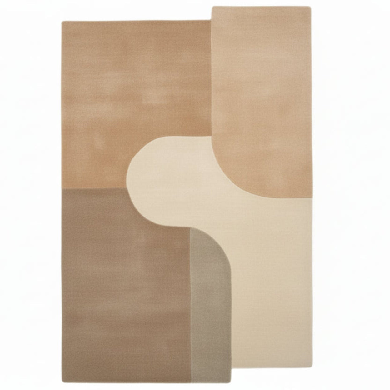 Rug with abstract design in brown, beige, colors on a white background