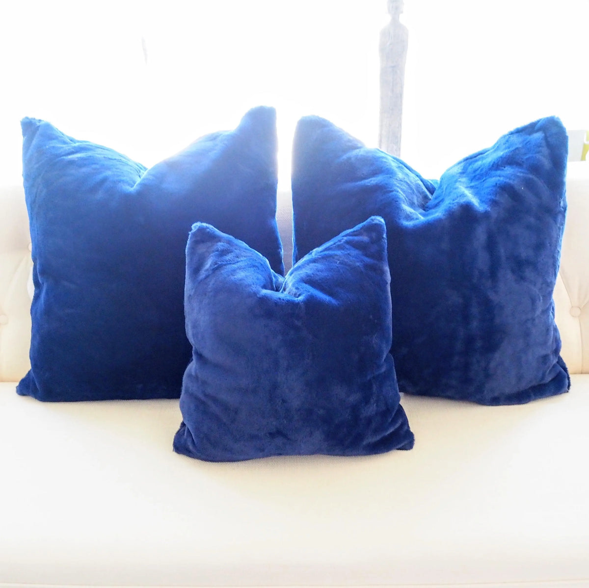 Faux Fur Euro Throw Pillows with Adjustable Inserts 26" x 26" 26 x 26 Royal Navy Blue