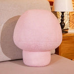 Faux Wool Mushroom Shaped Plush Accent Pillow Light pink