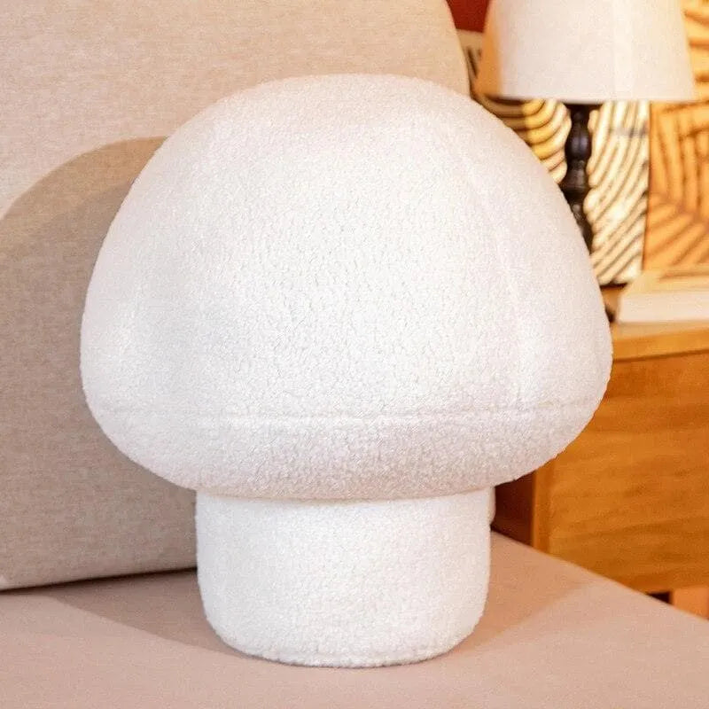 Faux Wool Mushroom Shaped Plush Accent Pillow White