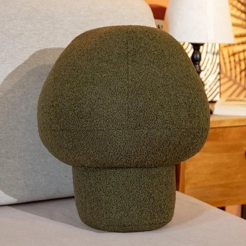 Faux Wool Mushroom Shaped Plush Accent Pillow