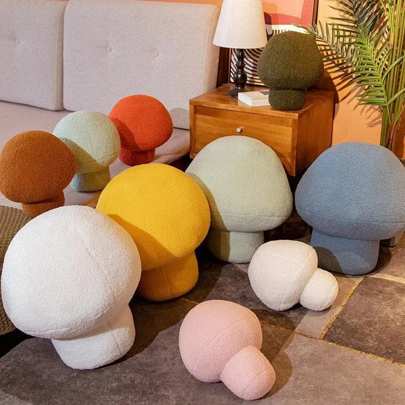 Faux Wool Mushroom Shaped Plush Accent Pillow