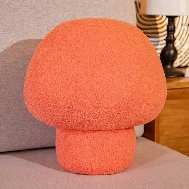 Faux Wool Mushroom Shaped Plush Accent Pillow Orange