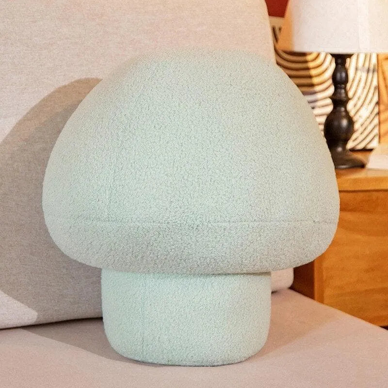 Faux Wool Mushroom Shaped Plush Accent Pillow Light green