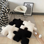 Faux Wool Puzzle Block Shaped Seat Cushion Pillow