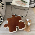 Faux Wool Puzzle Block Shaped Seat Cushion Pillow Deep Khaki