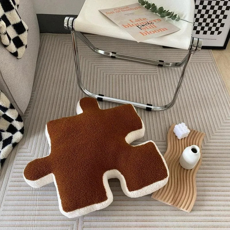 Faux Wool Puzzle Block Shaped Seat Cushion Pillow Faux Wool Puzzle Block Shaped Seat Cushion Pillow 