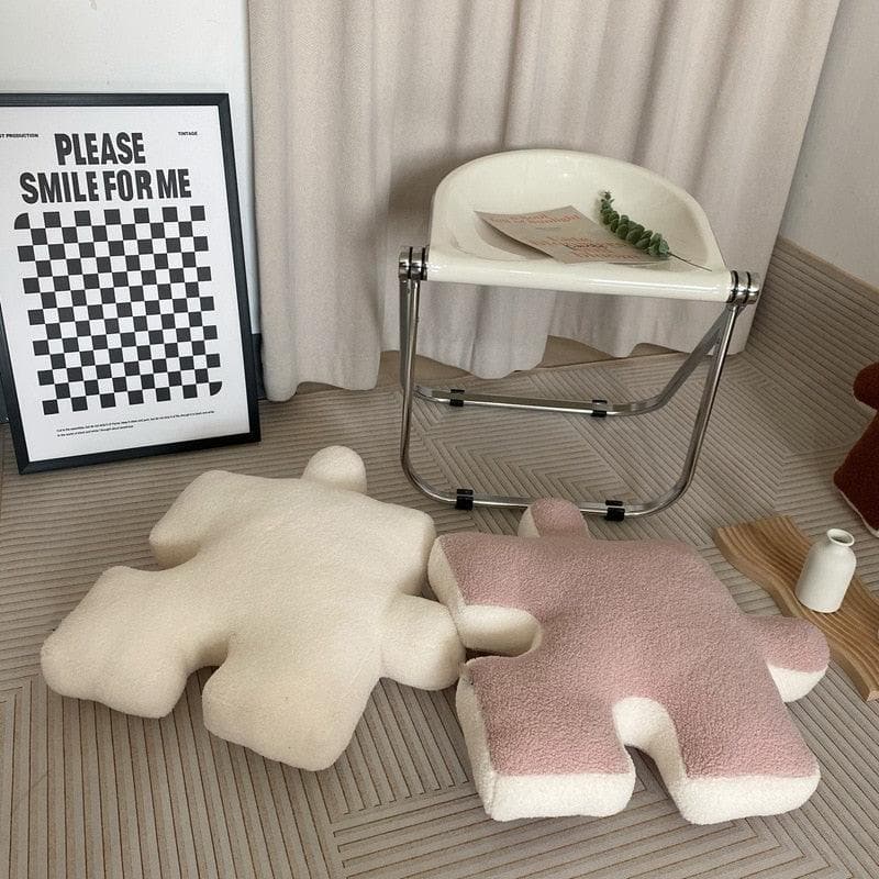 Faux Wool Puzzle Block Shaped Seat Cushion Pillow 