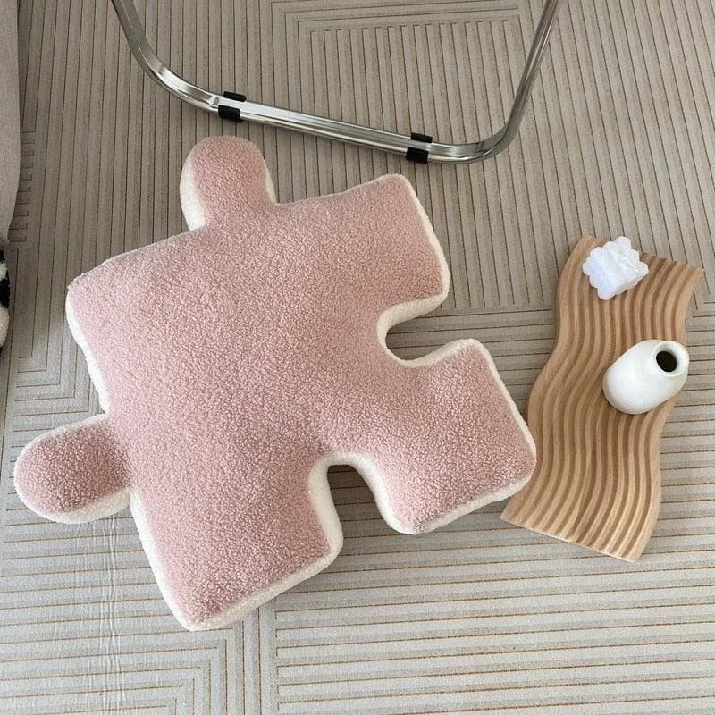 Faux Wool Puzzle Block Shaped Seat Cushion Pillow 