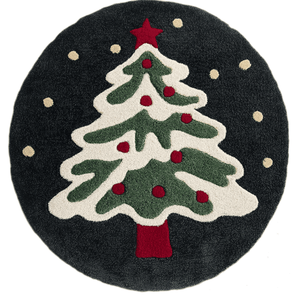  Festive Evergreen Round Hand Tufted Rug 