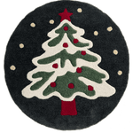  Festive Evergreen Round Hand Tufted Rug 