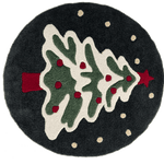  Festive Evergreen Round Hand Tufted Rug 