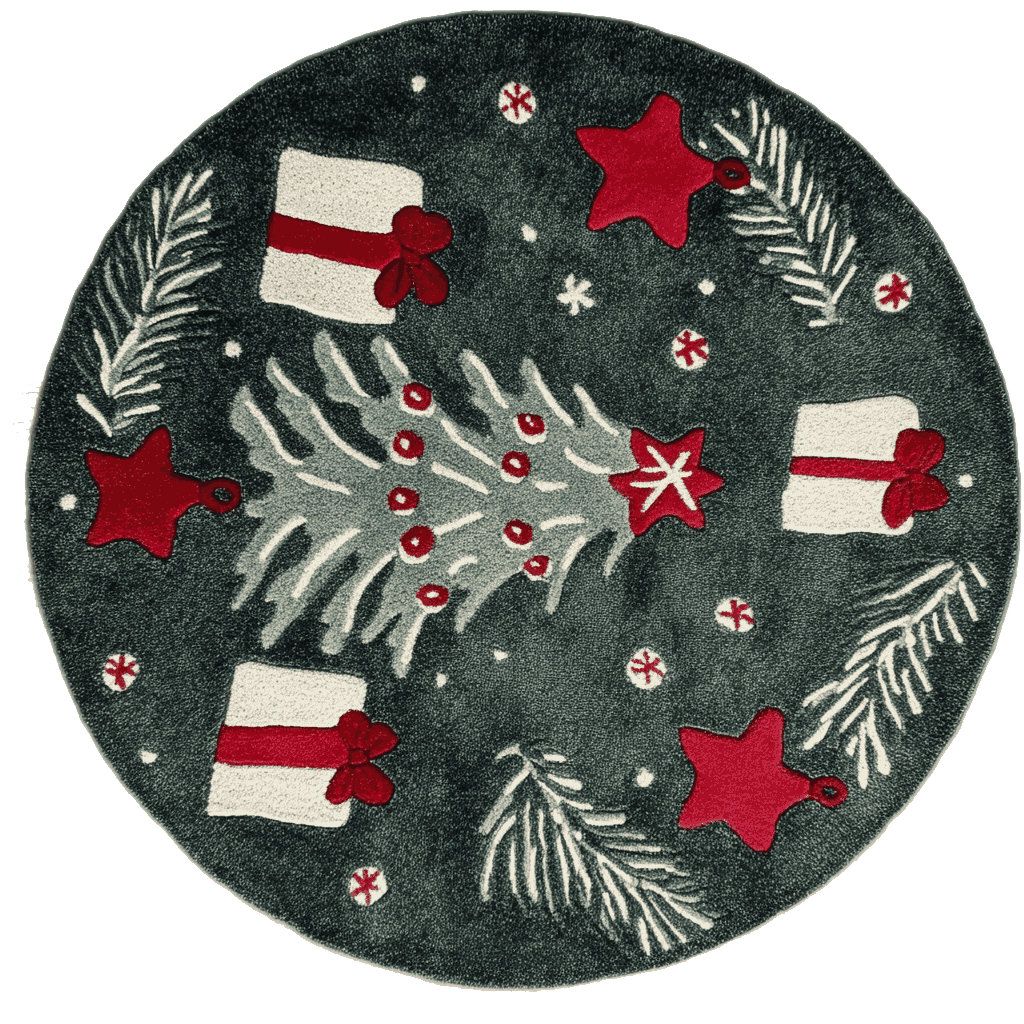 Festive Whimsy Rug Round Hand Tufted Wool Rug Maia Homes