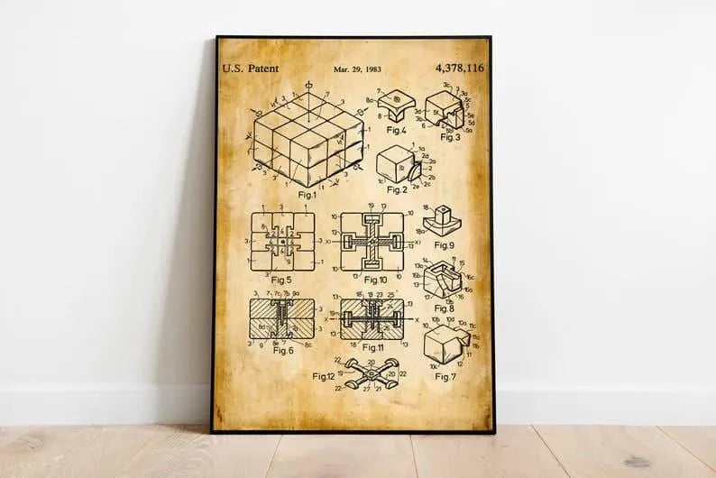 Rubik Cube Patent Print| Framed Art Print