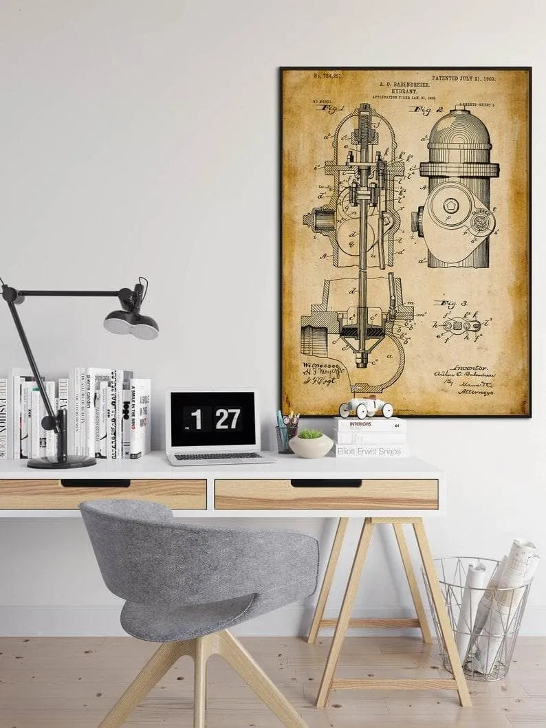 Fire Hydrant Patent Print| Framed Art Print