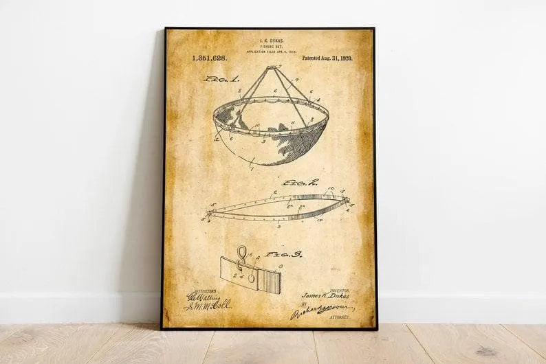 Fishing Patent Print| Framed Art Print