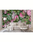 Floral Green Cactus Rose and Orchids Removable Wallpaper Colorful Tropical Palm Leaves Wall Mural 