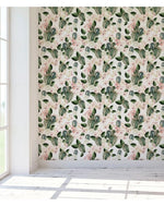 Floral Green Cactus Rose and Orchids Removable Wallpaper