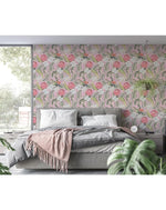 Exotic Pink Flowers Botanical Removable Wallpaper