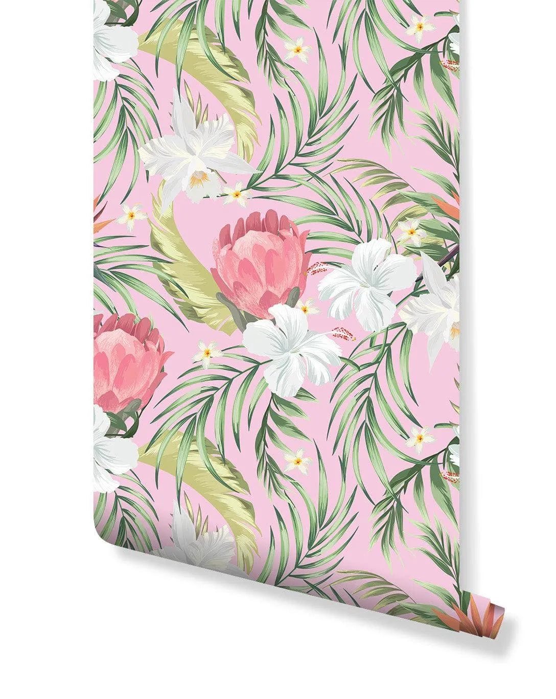 Exotic Pink Flowers Botanical Removable Wallpaper