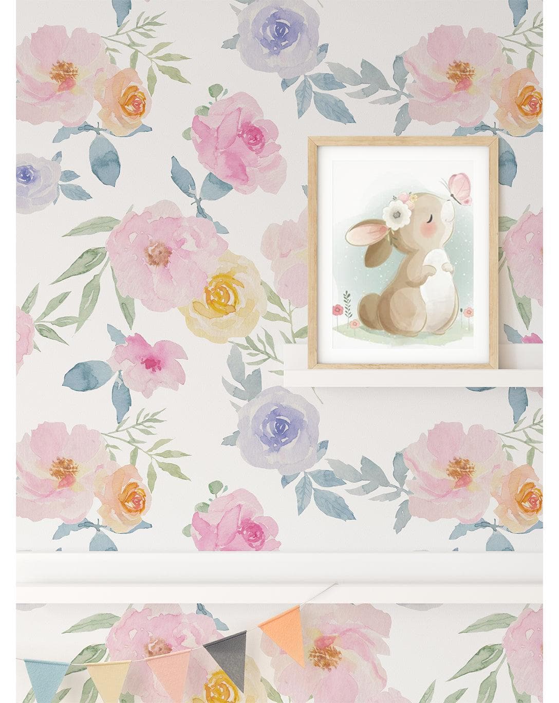 Floral Watercolor Pink Yellow Blue Roses Retro Flowers Wallpaper Floral Watercolor Pink Yellow Blue Roses Retro Flowers Wallpaper Floral Watercolor Pink Yellow Blue Roses Retro Flowers Wallpaper 