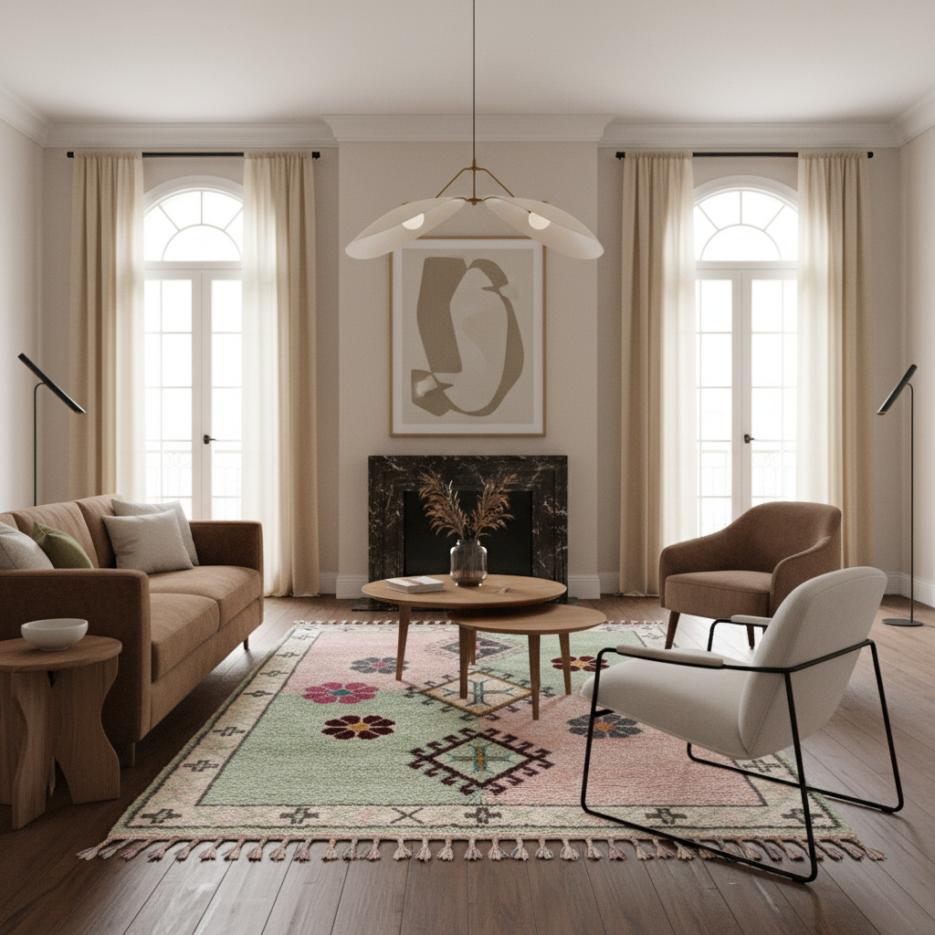 Floral Medallion Moroccan Shag Rug