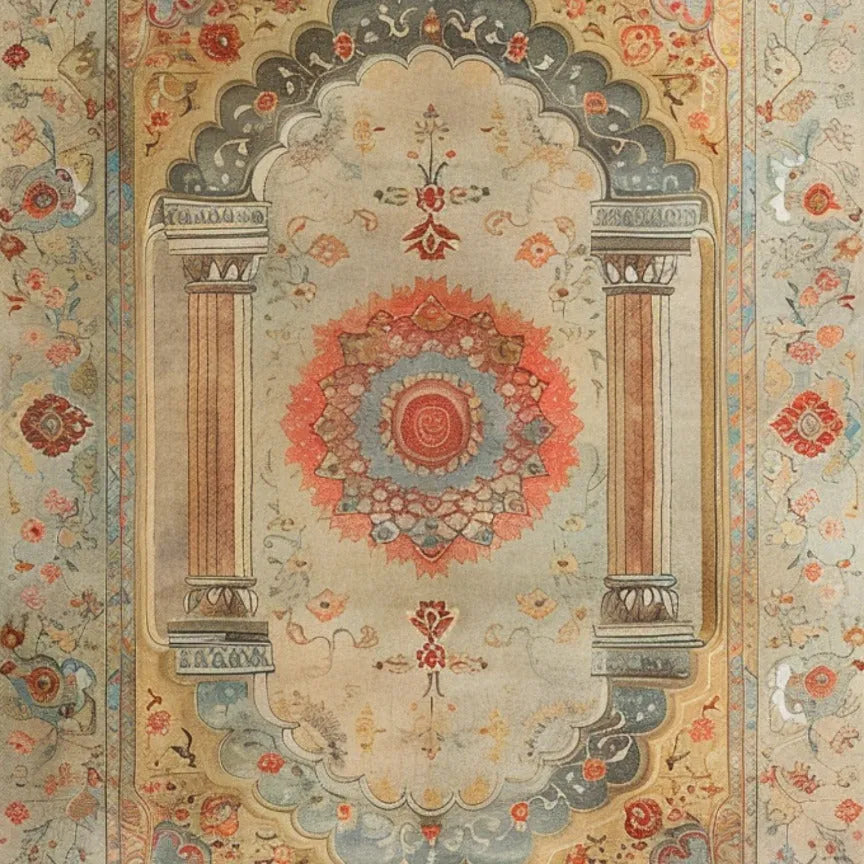 Floral Archway Hand Knotted Area Rug