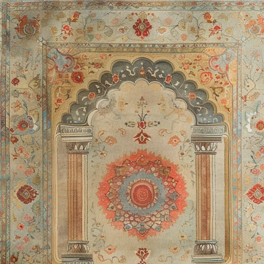 Floral Archway Hand Knotted Area Rug