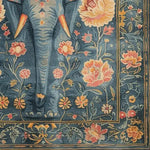 Beautifully detailed Floral Elephant Wool Hand Knotted Area Rug featuring an intricate design with an elephant motif and vibrant floral patterns. Perfect for adding a touch of elegance to your living room, this rug combines the charm of Persian rugs with the comfort of area rugs for living room settings.