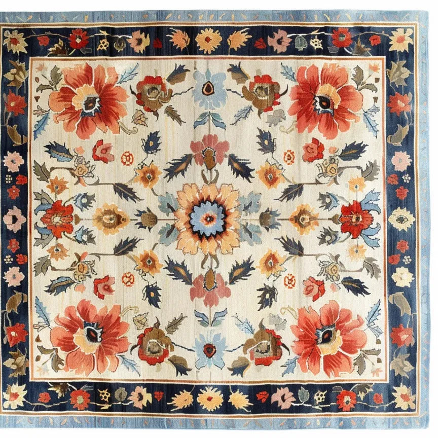 Floral Extravaganza Wool Hand Knotted Area Rug