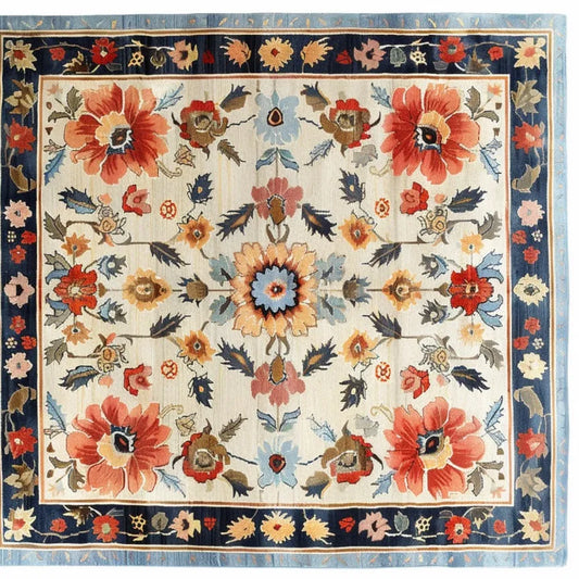 Floral Extravaganza Wool Hand Knotted Area Rug