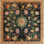 Beautiful Floral Heritage Wool Hand Knotted Area Rug with intricate floral patterns, perfect for living and dining rooms. This square area rug showcases a traditional Persian design with vibrant colors and delicate details, ideal as a dining table rug or a luxurious touch to your home decor.