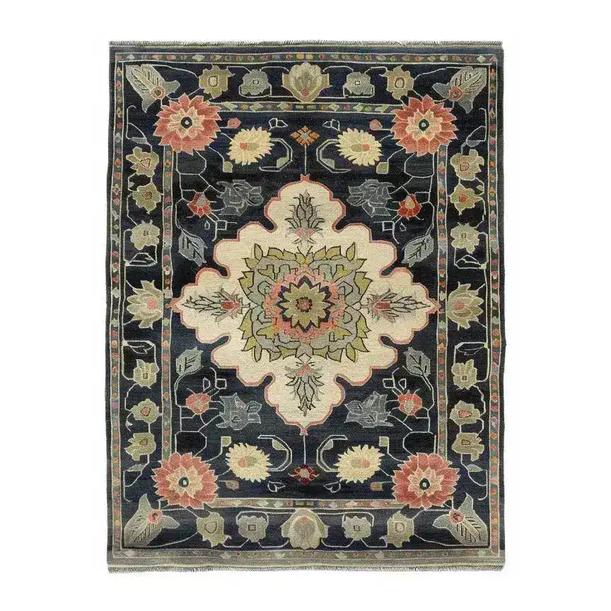Floral Legacy Medium Hand Knotted Wool Rug featuring an intricate Persian design with vibrant floral patterns. Ideal for adding elegance to any living room or office, this area rug showcases a harmonious blend of colors, perfect as a centerpiece for living room area rugs.