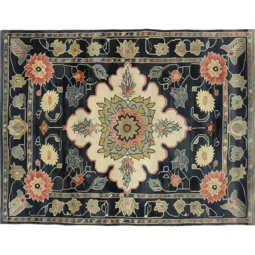 Top view of the Floral Legacy Medium Hand Knotted Wool Rug, featuring an intricate Persian design with floral motifs in warm tones. Perfect as an area rug for living rooms or offices, this wool rug adds elegance and style to any space.