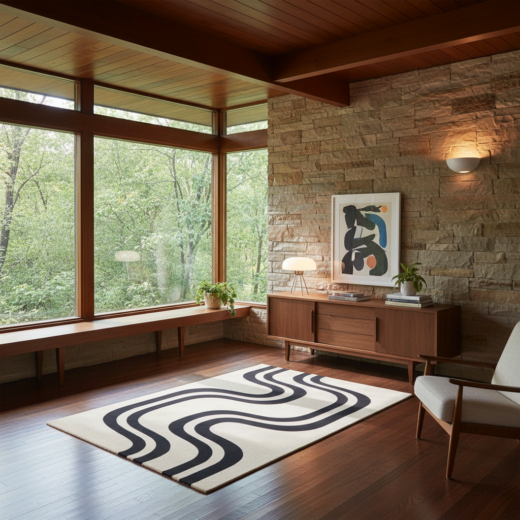 Flow Lines Hand Tufted Wool Rug