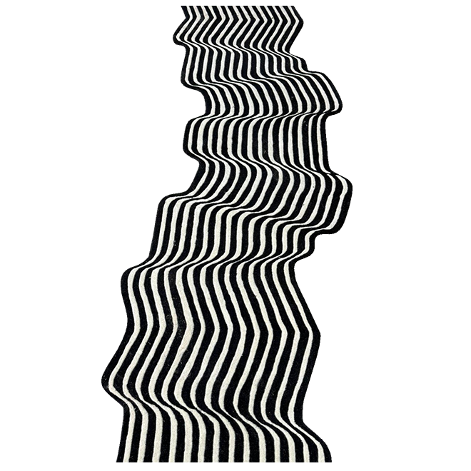 Flowing Illusion Black and Gray Wool Runner Rug