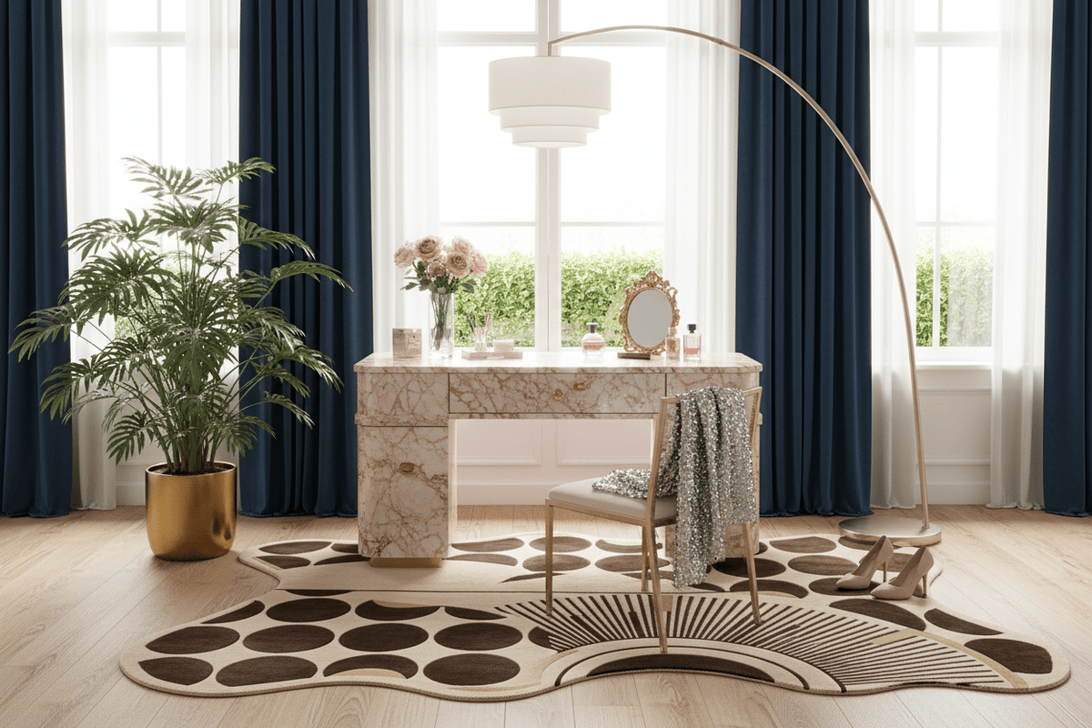 Fluid Shape Polka Sunburst Hand Tufted Rug - MAIA HOMES