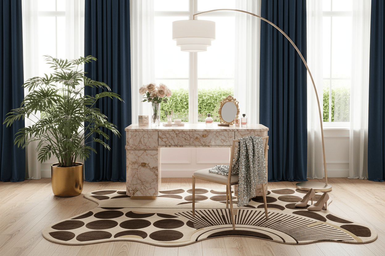 Fluid Shape Polka Sunburst Hand Tufted Rug - MAIA HOMES