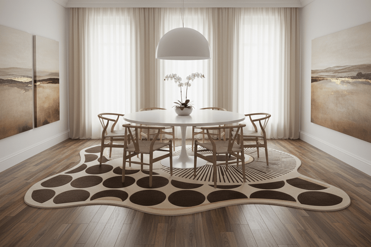 Fluid Shape Polka Sunburst Hand Tufted Rug - MAIA HOMES