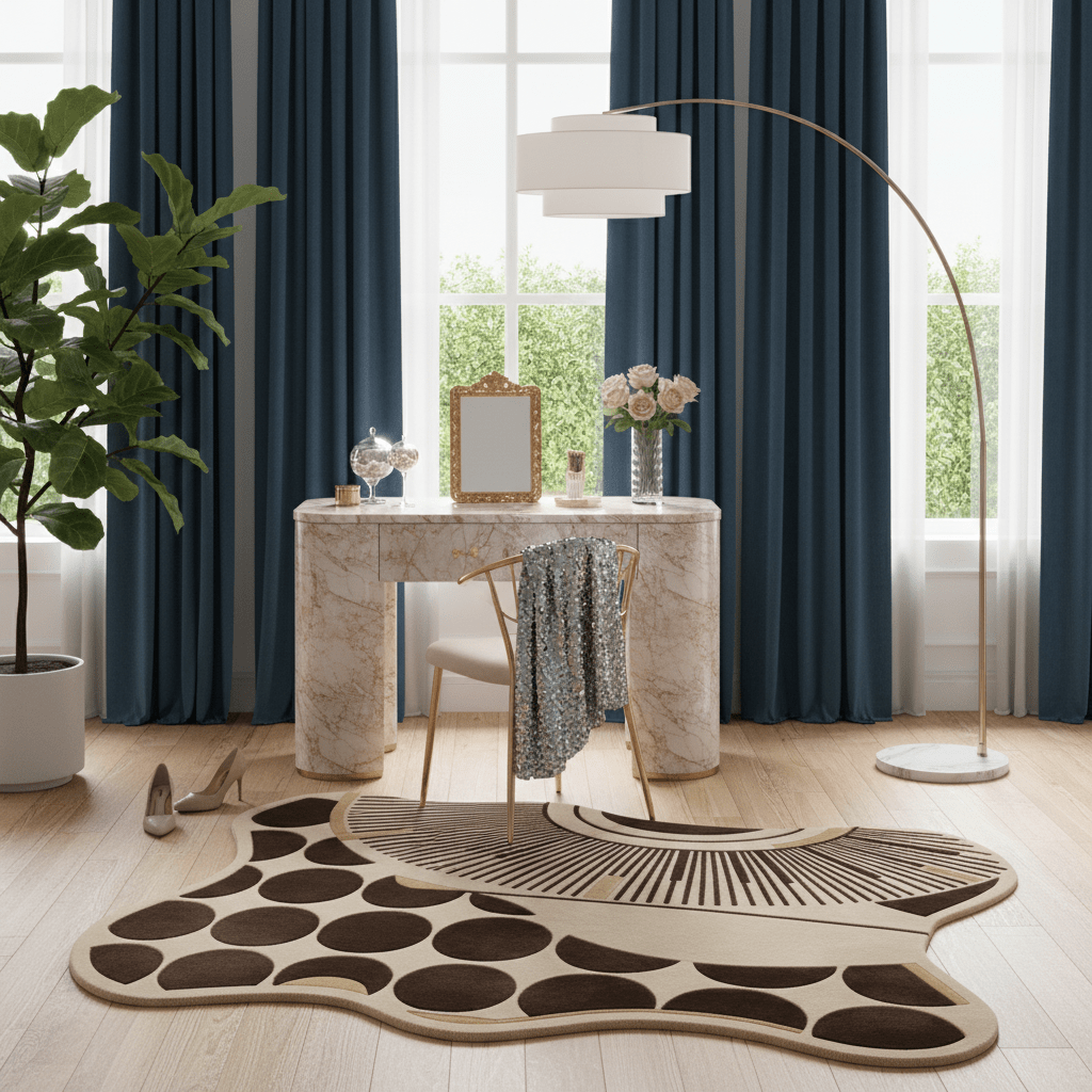 Fluid Shape Polka Sunburst Hand Tufted Rug - MAIA HOMES