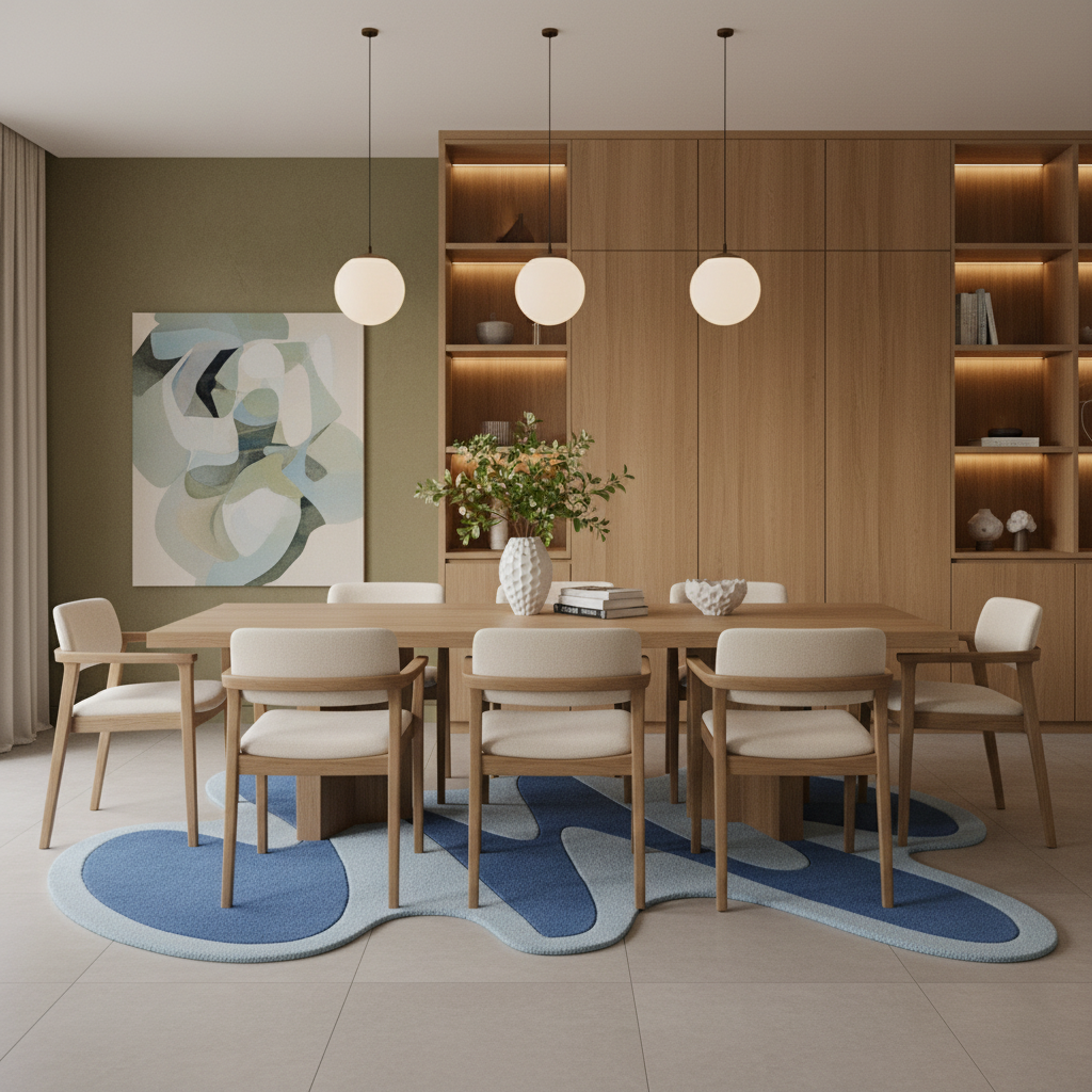 Fluid Stroke Pattern Hand Tufted Rug