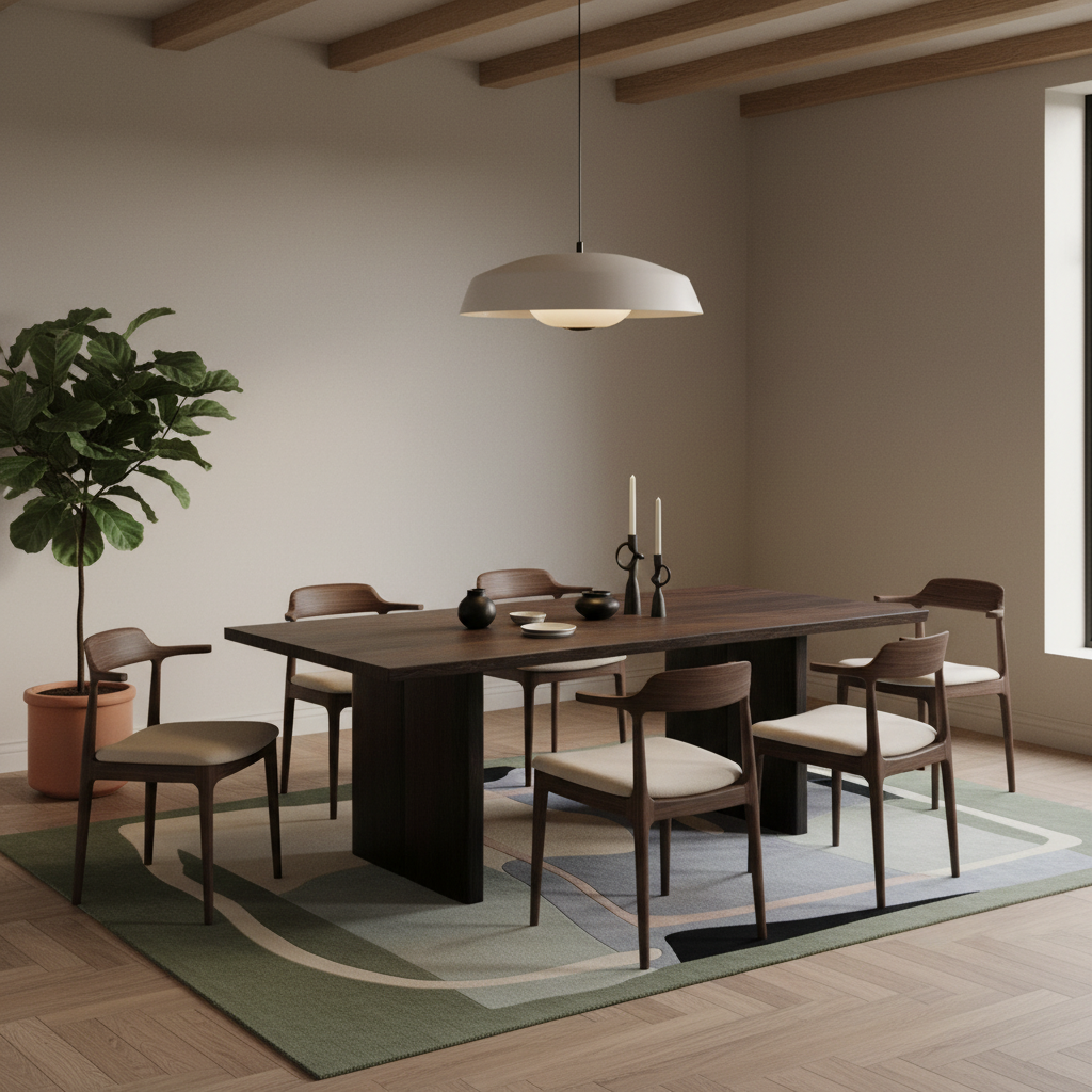 Fluid Shape Mood Hand Tufted Rug